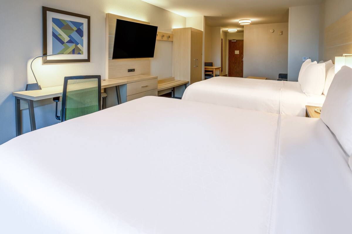 suite, 2 queen beds, roll-in shower (communications) | in-room safe, desk, blackout curtains, iron/ironing board