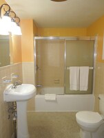 Room, 2 Queen Beds | Bathroom | Free toiletries, hair dryer, towels