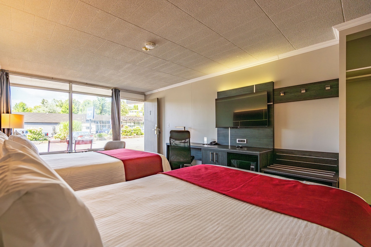 Room, 2 Queen Beds, Non Smoking | Desk, blackout drapes, iron/ironing board (on request), WiFi (free)