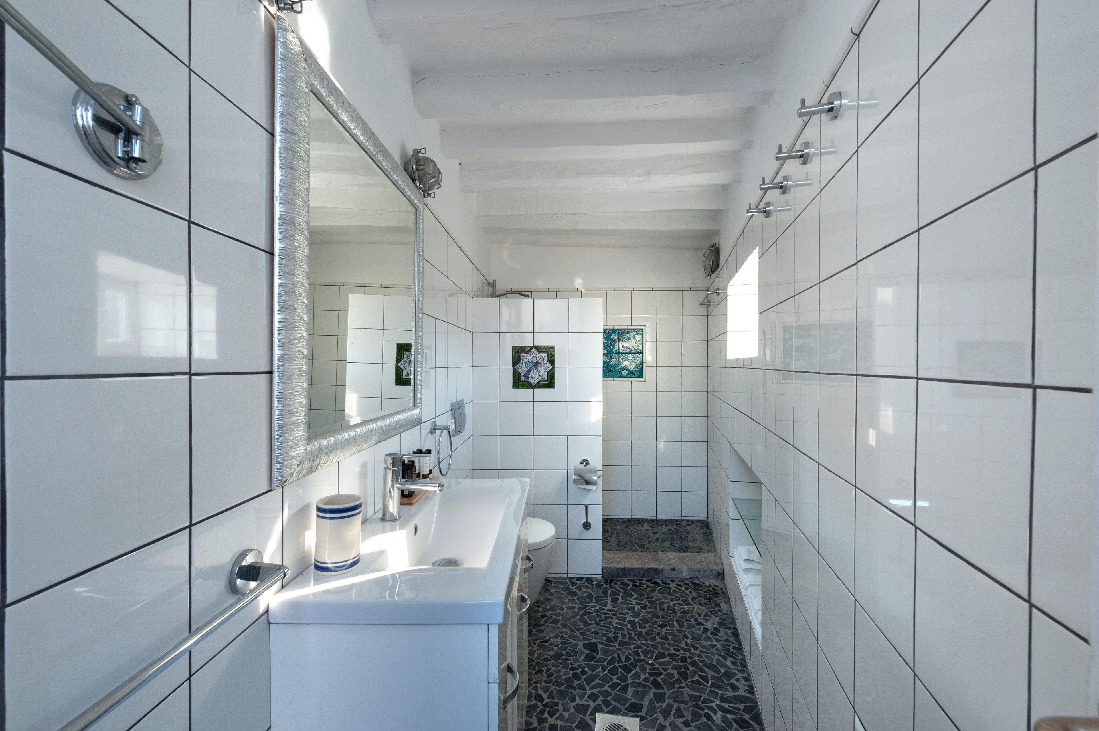 villa (melenos) | bathroom | shower, free toiletries, hair dryer, bathrobes