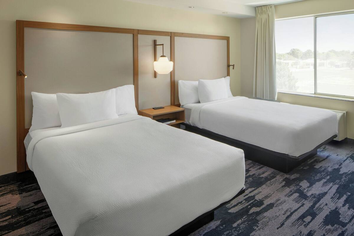 1 bedroom, desk, blackout curtains, iron/ironing board