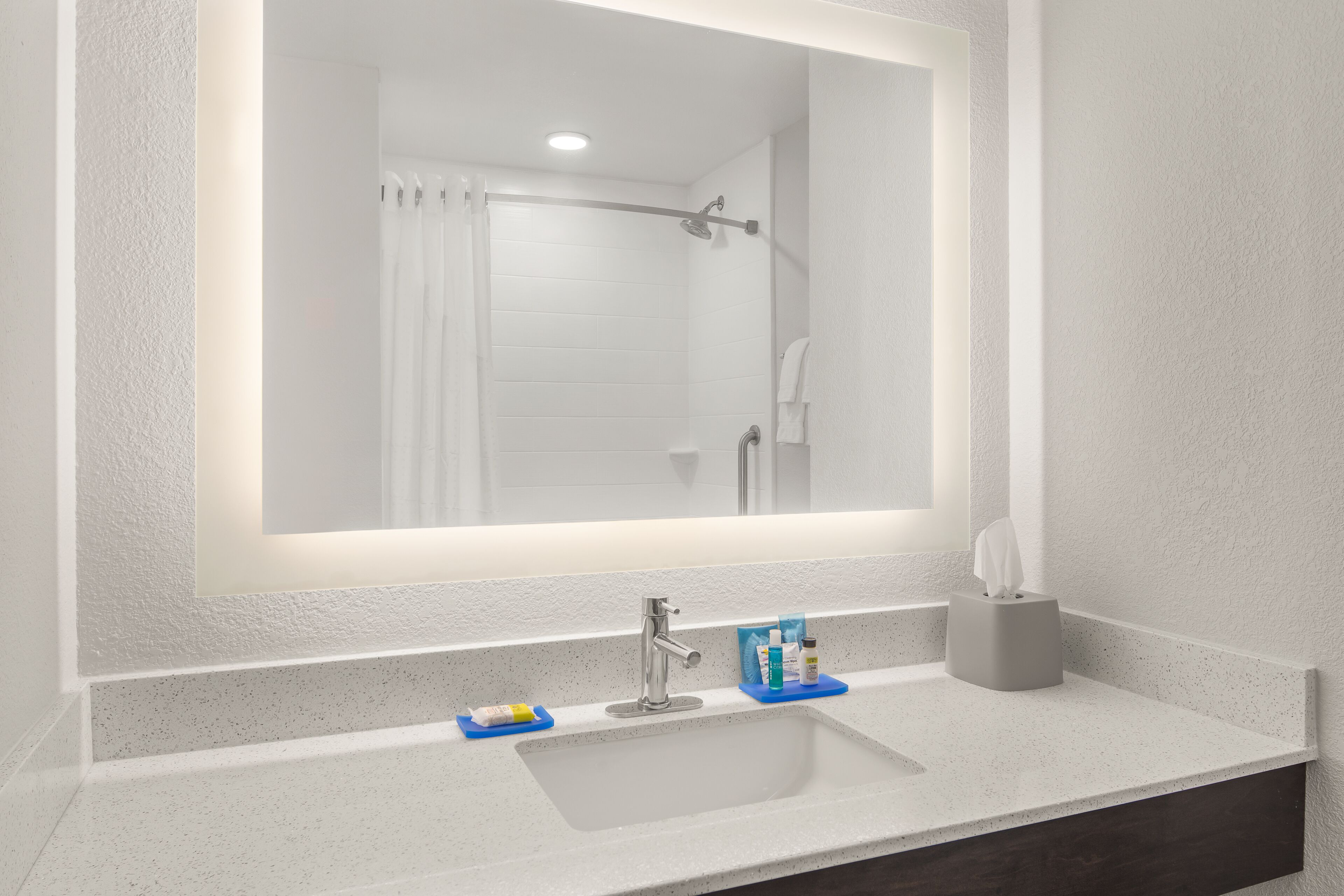 free toiletries, hair dryer, towels