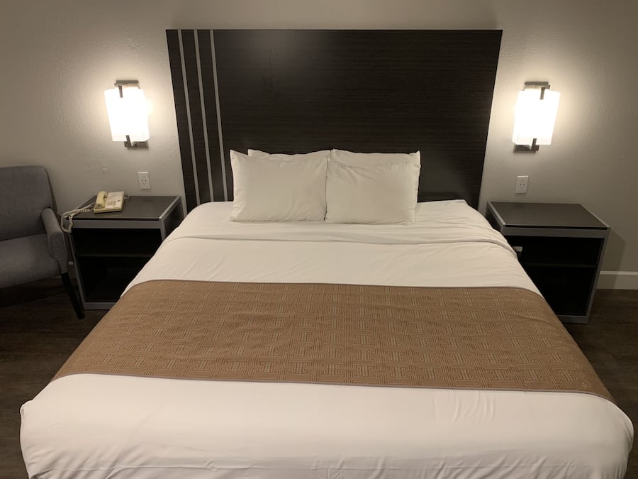 Premium bedding, desk, blackout curtains, iron/ironing board