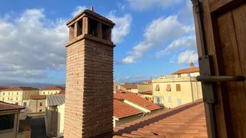 Un chimney de ladrillo y tejas de cerámica.