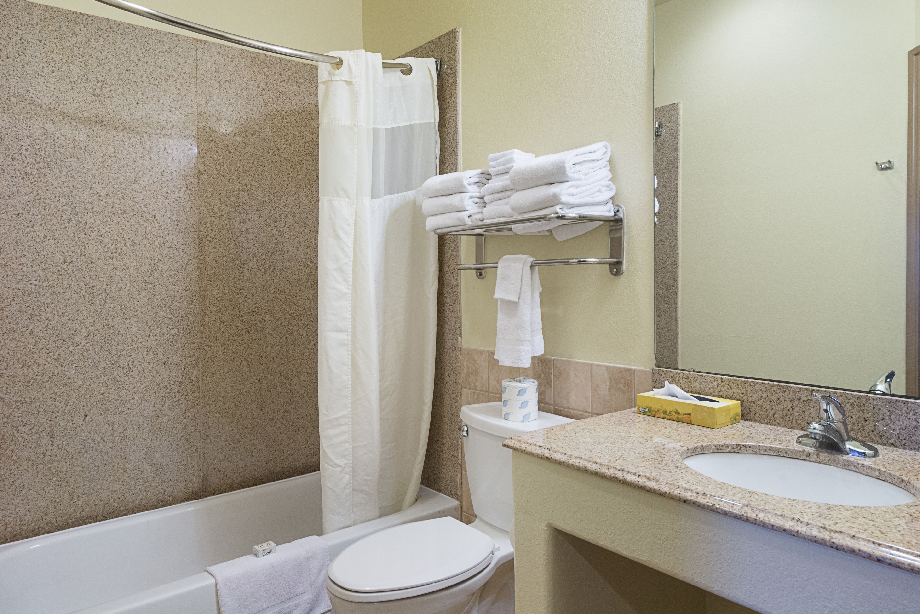 free toiletries, hair dryer, towels