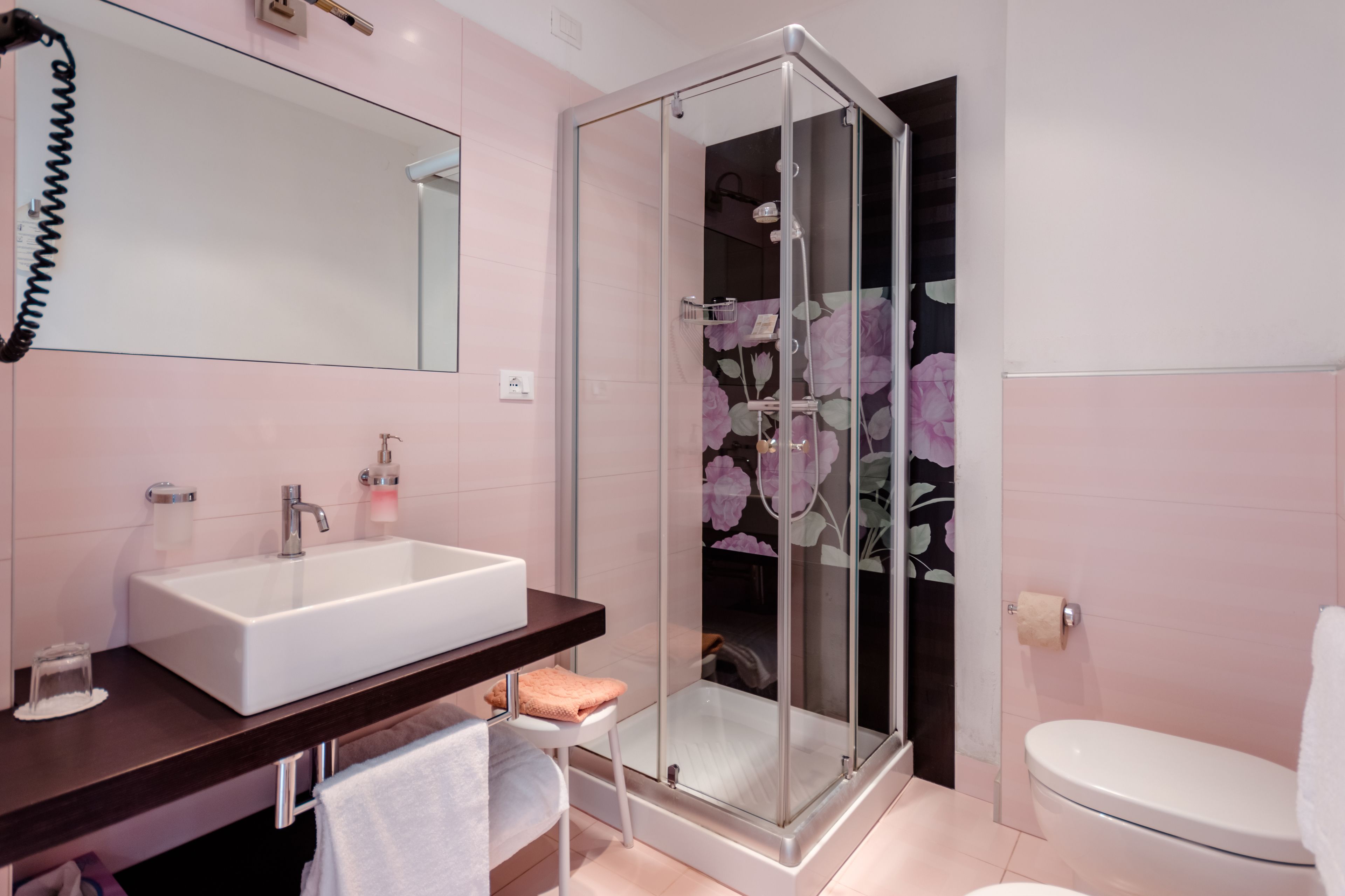 shower, free toiletries, hair dryer, bidet