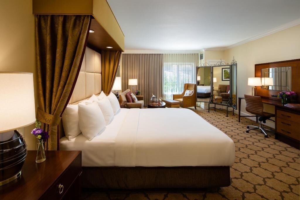 Premium bedding, down comforters, pillowtop beds, in-room safe