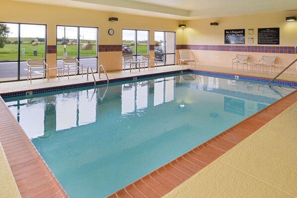 Indoor pool, open 9 AM to 11 PM, sun loungers