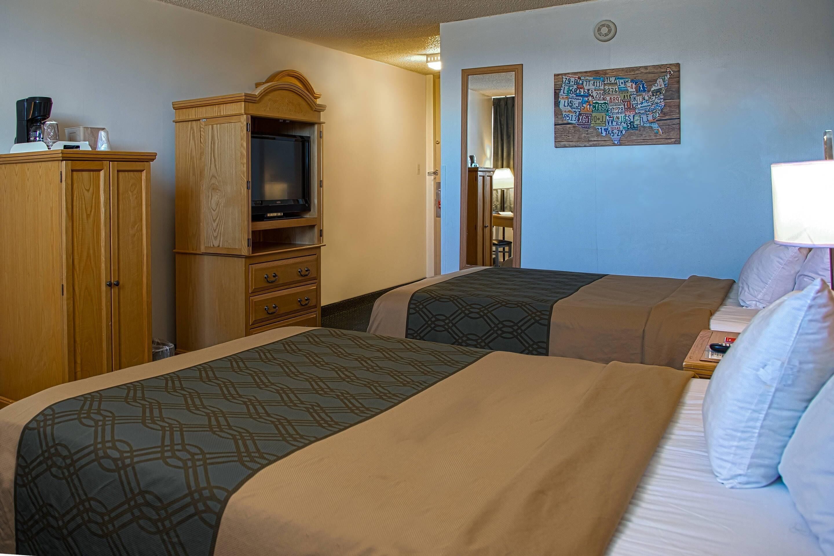 Desk, laptop workspace, blackout curtains, soundproofing