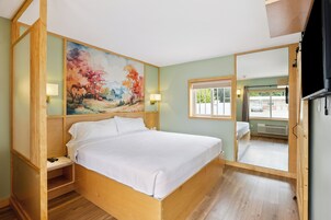 Escritorio, espacio para trabajar con laptop y cortinas blackout 