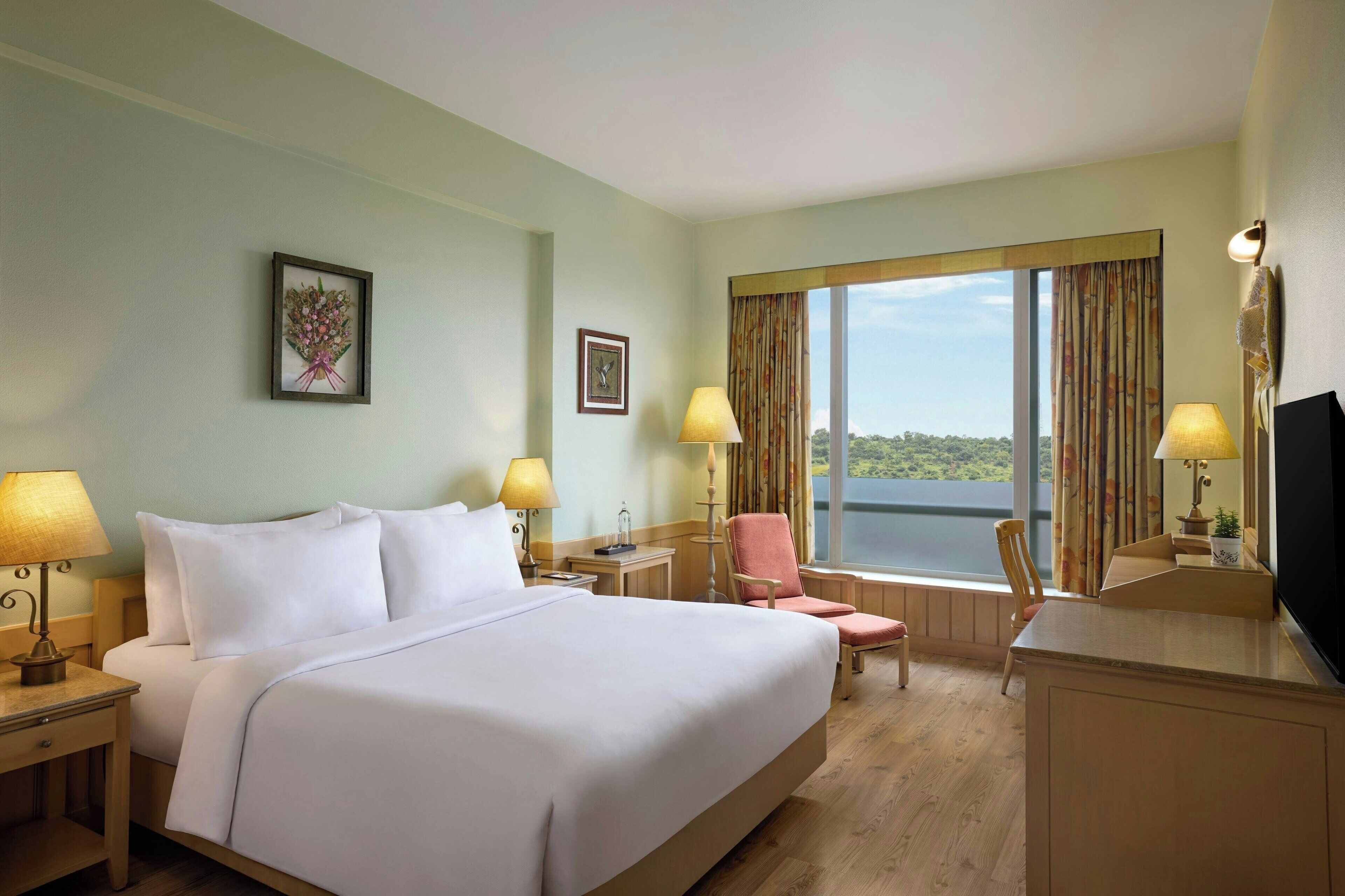 客房, 1 张特大床, 城市景观 | 迷你吧、客房内保险箱、办公桌、熨斗/熨板