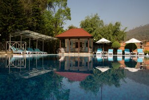 Outdoor pool, open 7:00 AM to 6:00 PM, pool umbrellas, pool loungers