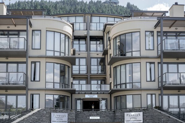 A multi-story building with a reception area labeled "Pepper's Reception."