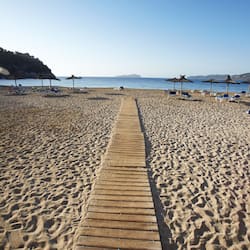On the beach, white sand
