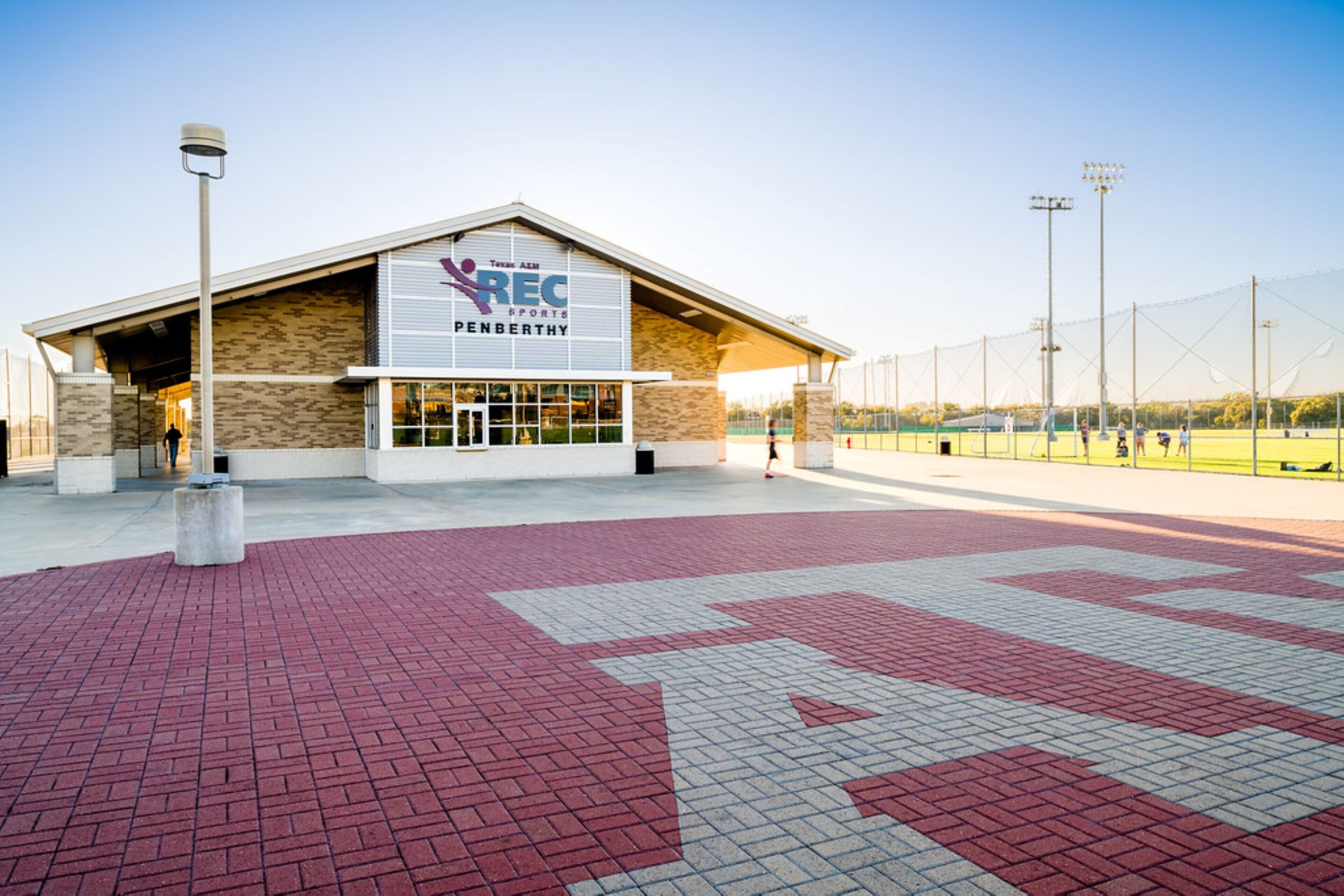A sports facility with a large building labeled "REC PENBERTHY."