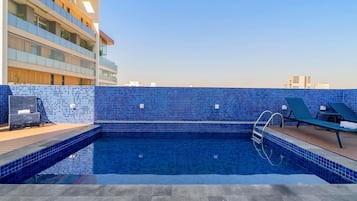 Outdoor pool, pool loungers