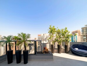 Outdoor pool, sun loungers