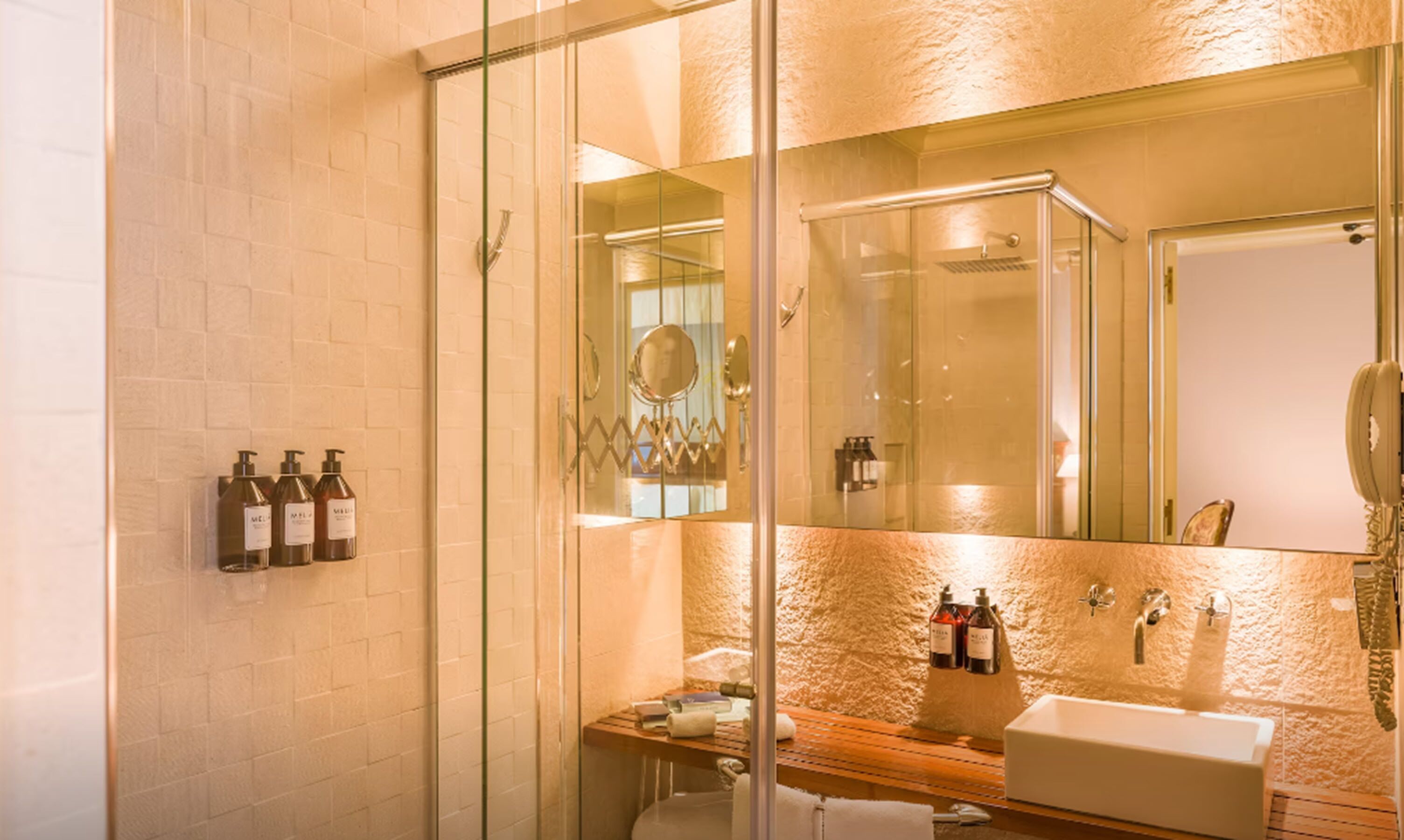 melia room, room | bathroom | shower, designer toiletries, hair dryer, bathrobes