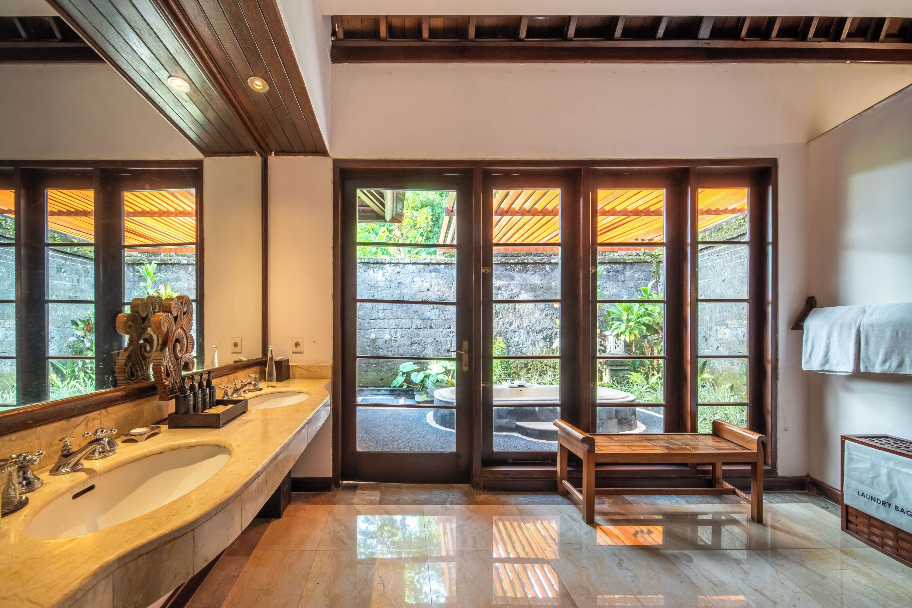 valley view pool villa | bathroom | separate bathtub and shower, rainfall showerhead, free toiletries