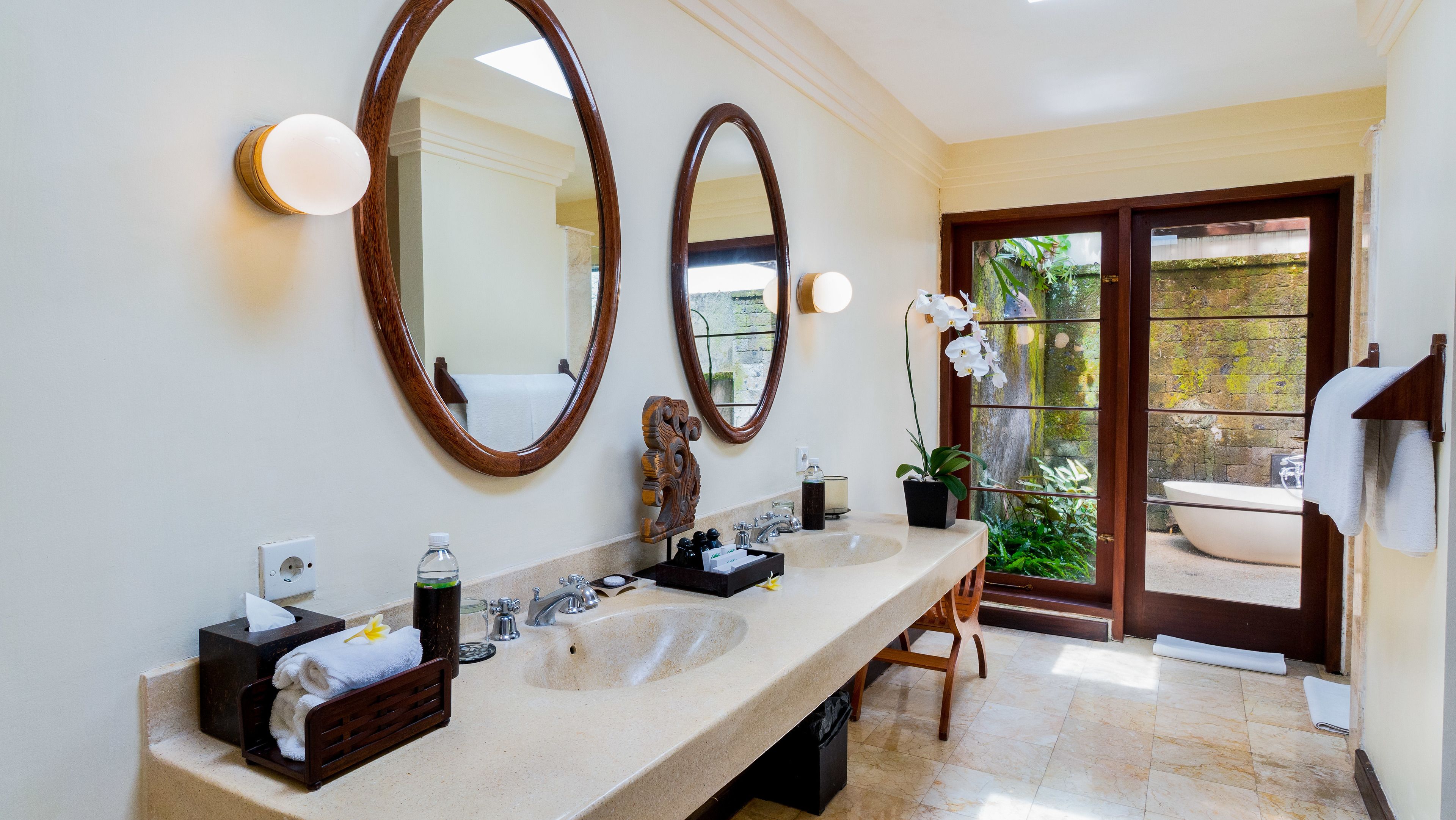 traditional villa | bathroom | separate bathtub and shower, rainfall showerhead, free toiletries