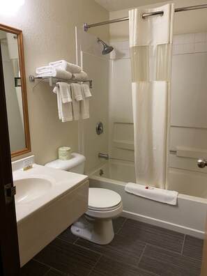 Room, 2 Queen Beds, Smoking | Bathroom shower