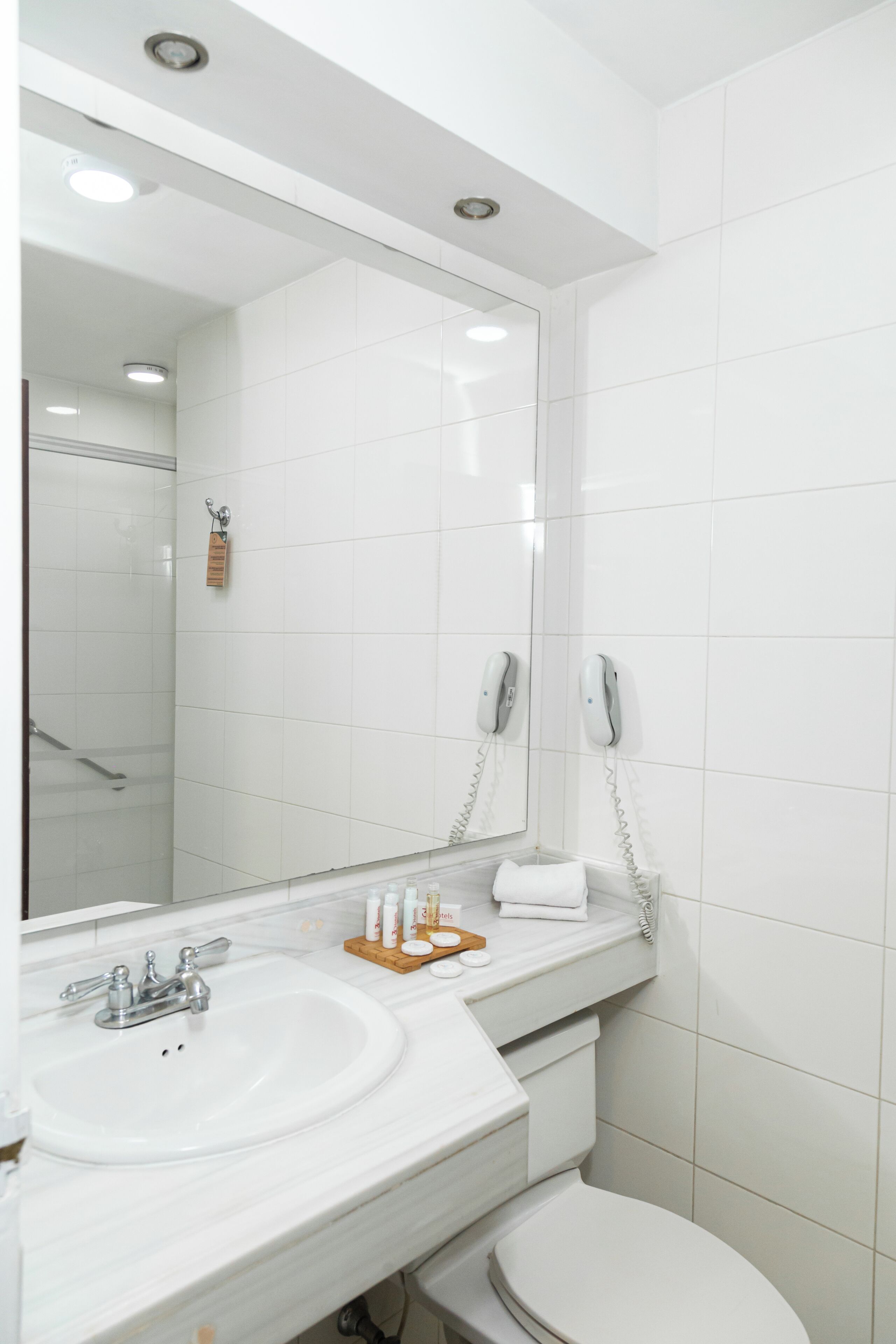 shower, rainfall showerhead, free toiletries, hair dryer