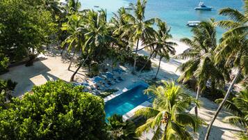 2 outdoor pools, open 7:30 AM to 7:30 PM, pool umbrellas, pool loungers