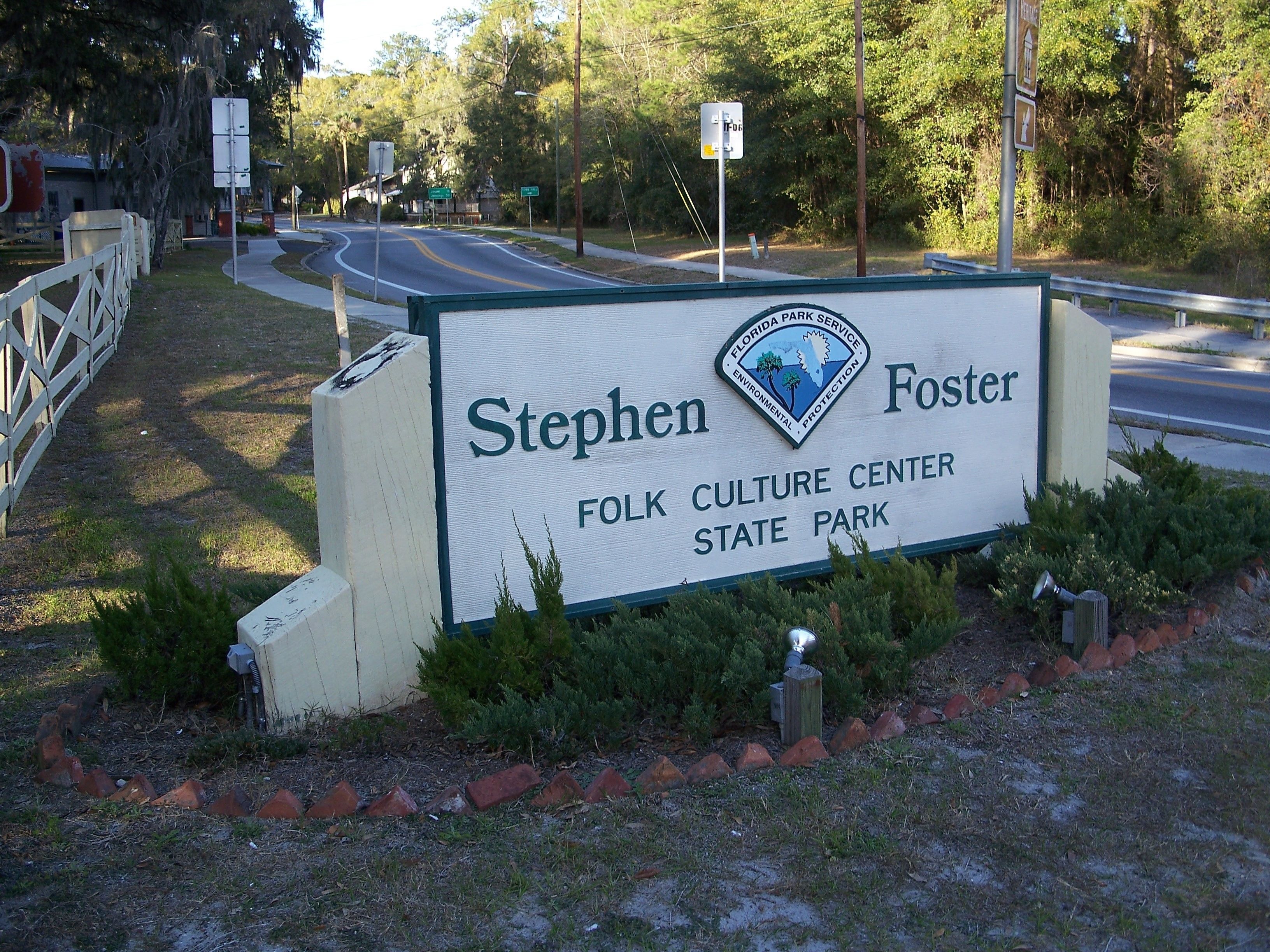 Señal del Parque Cultural Folclórico Estatal Stephen Foster.