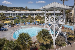 Outdoor pool, open 8:00 AM to 10:00 PM, pool umbrellas, pool loungers