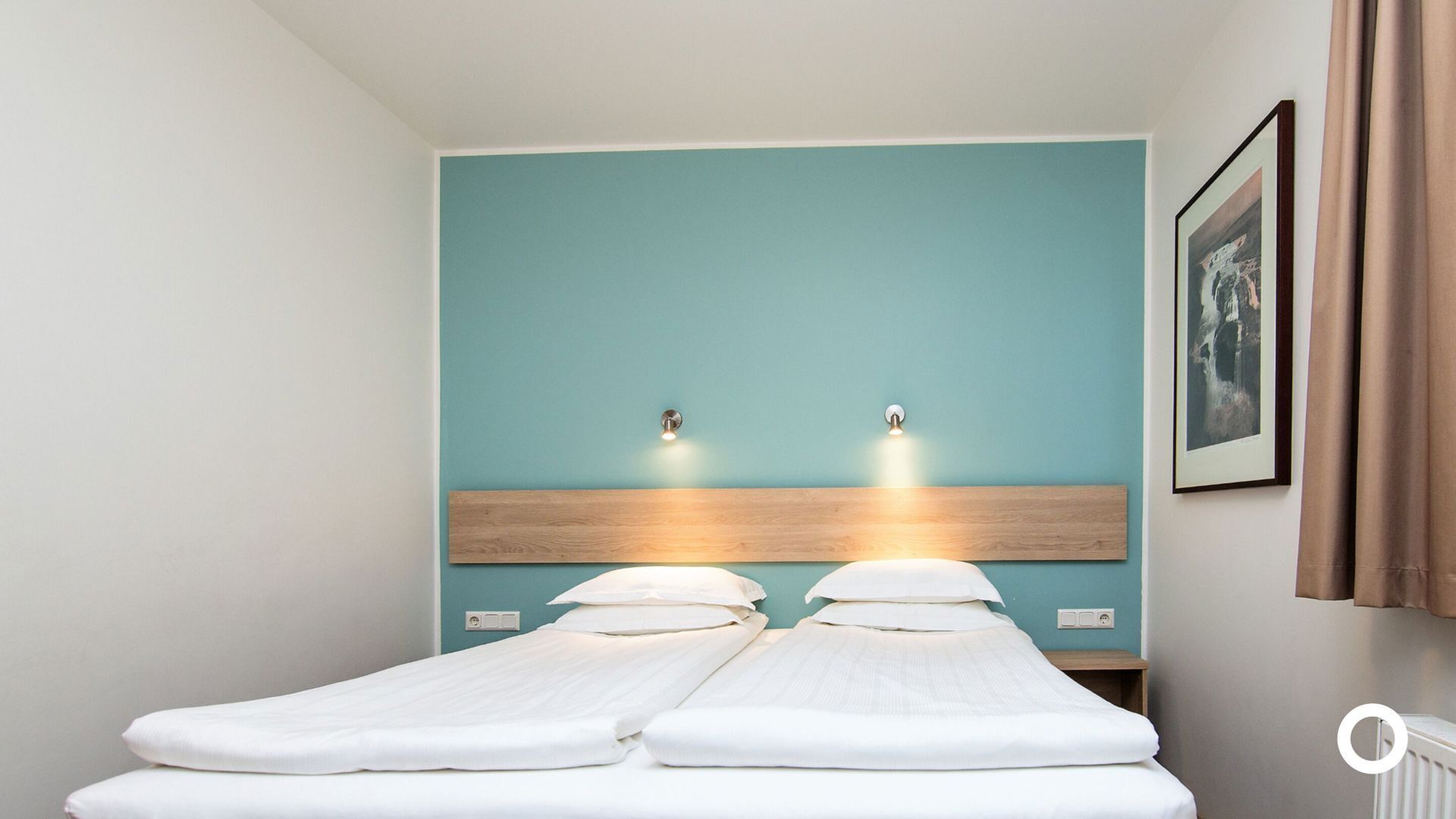 Minibar, desk, laptop workspace, blackout curtains