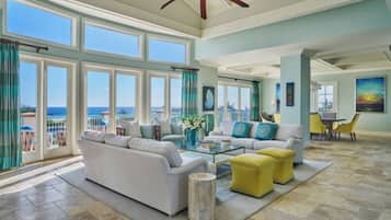 Penthouse, 4 Bedrooms, Ocean View | Living area | Flat-screen TV, DVD player