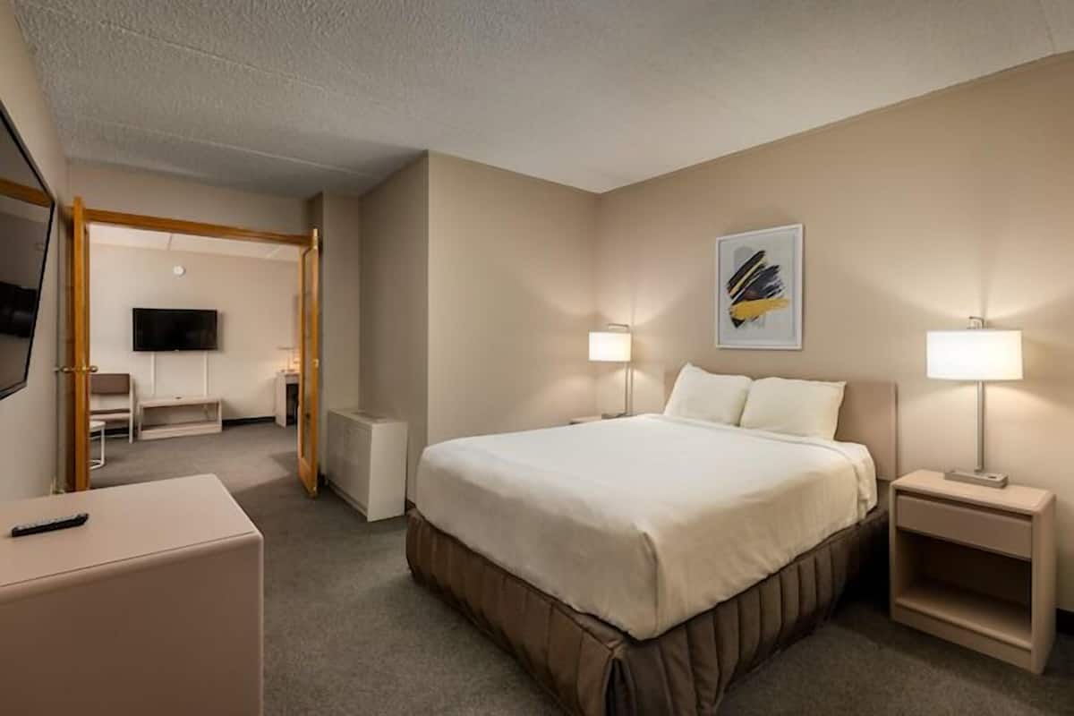 Escritorio, tabla de planchar con plancha, wifi gratis y ropa de cama