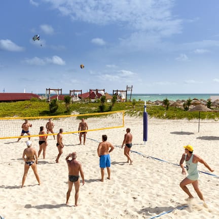 Private beach, white sand, sun loungers, beach umbrellas