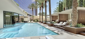 Outdoor pool, open 9 AM to 6 PM, pool cabanas (surcharge)
