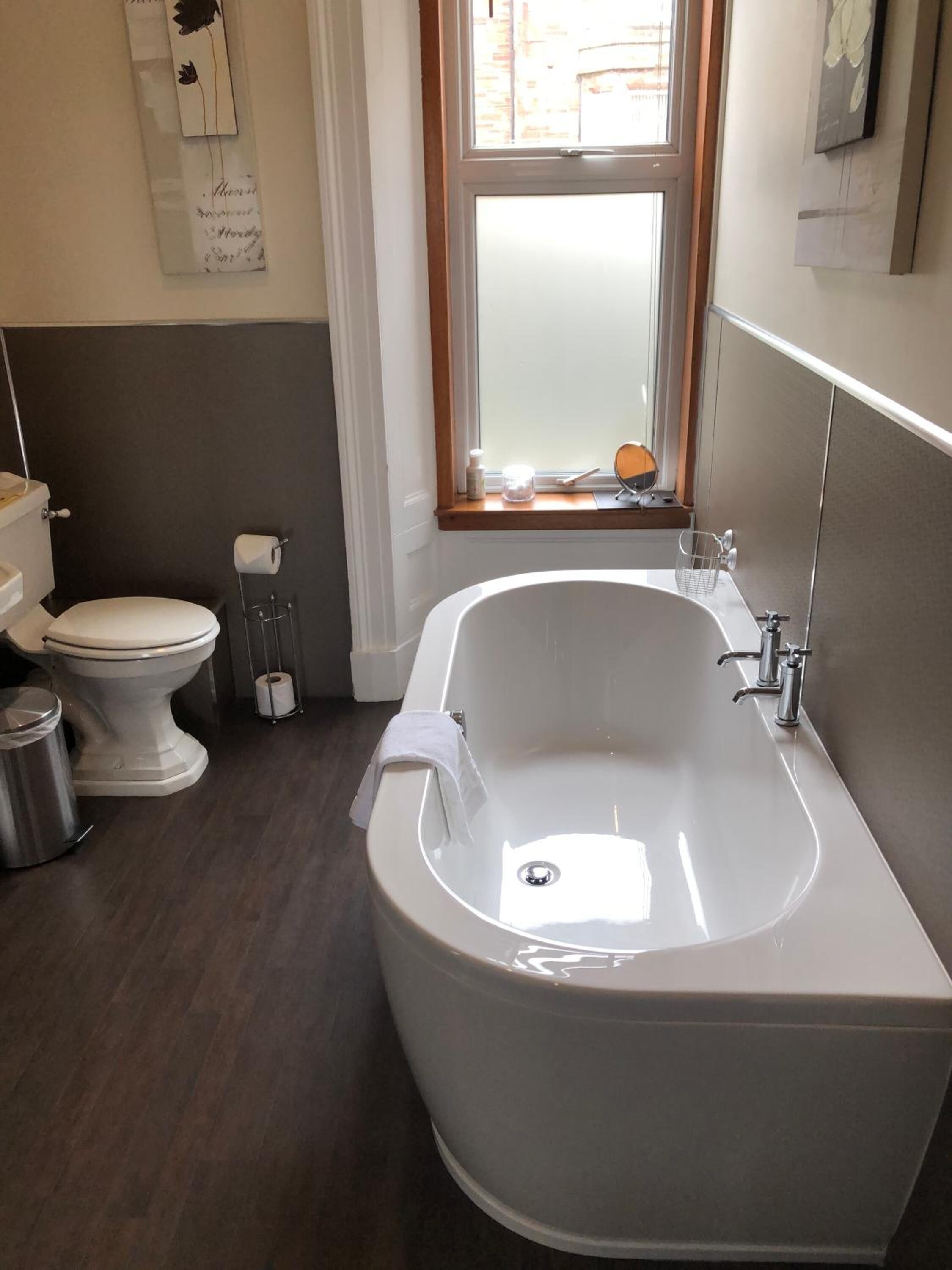 free toiletries, hair dryer, towels