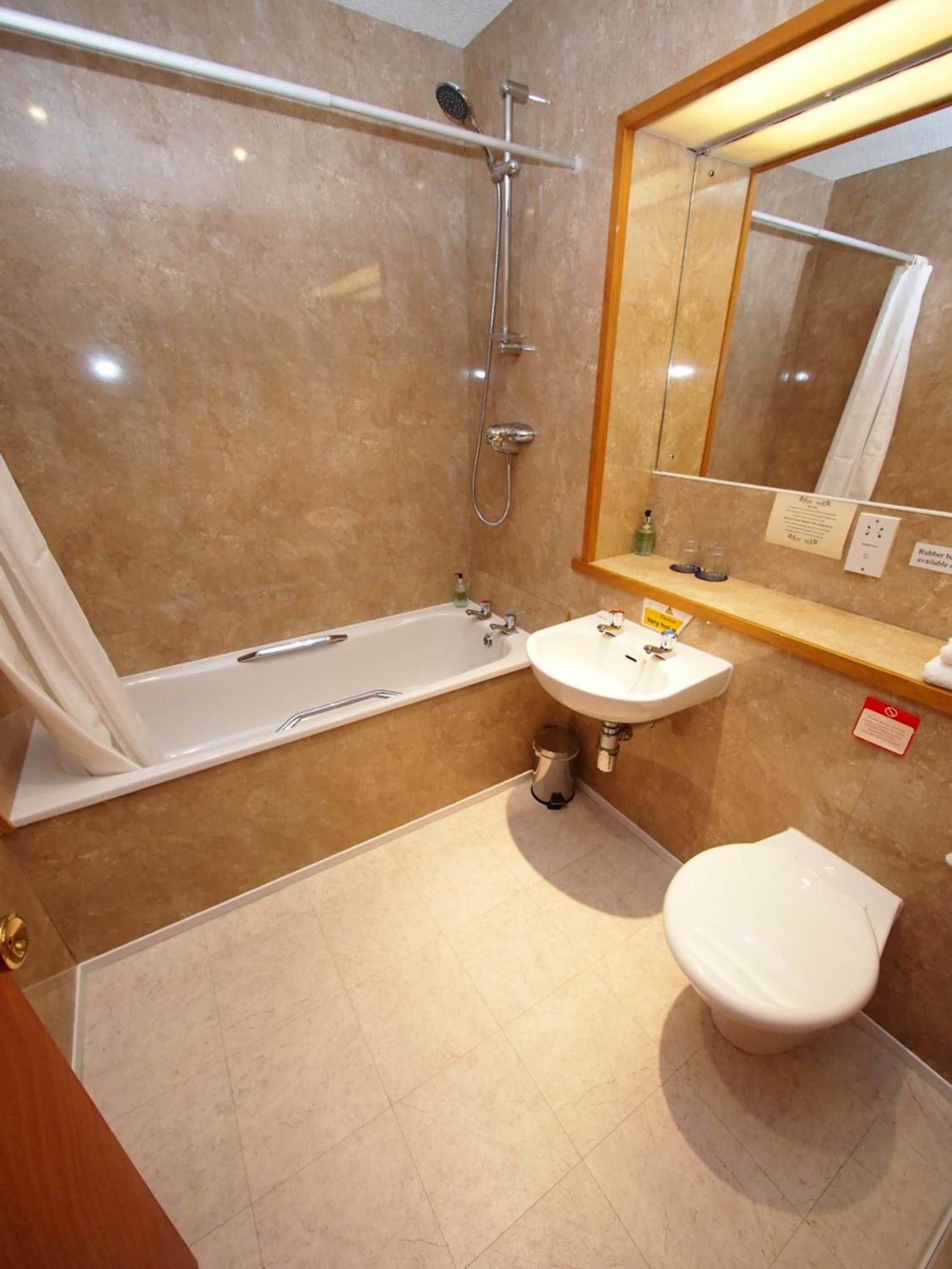 free toiletries, hair dryer, towels