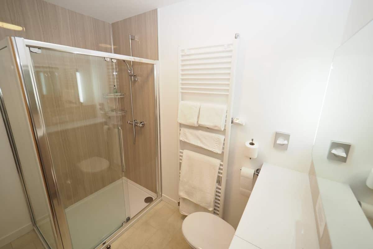 free toiletries, hair dryer, towels