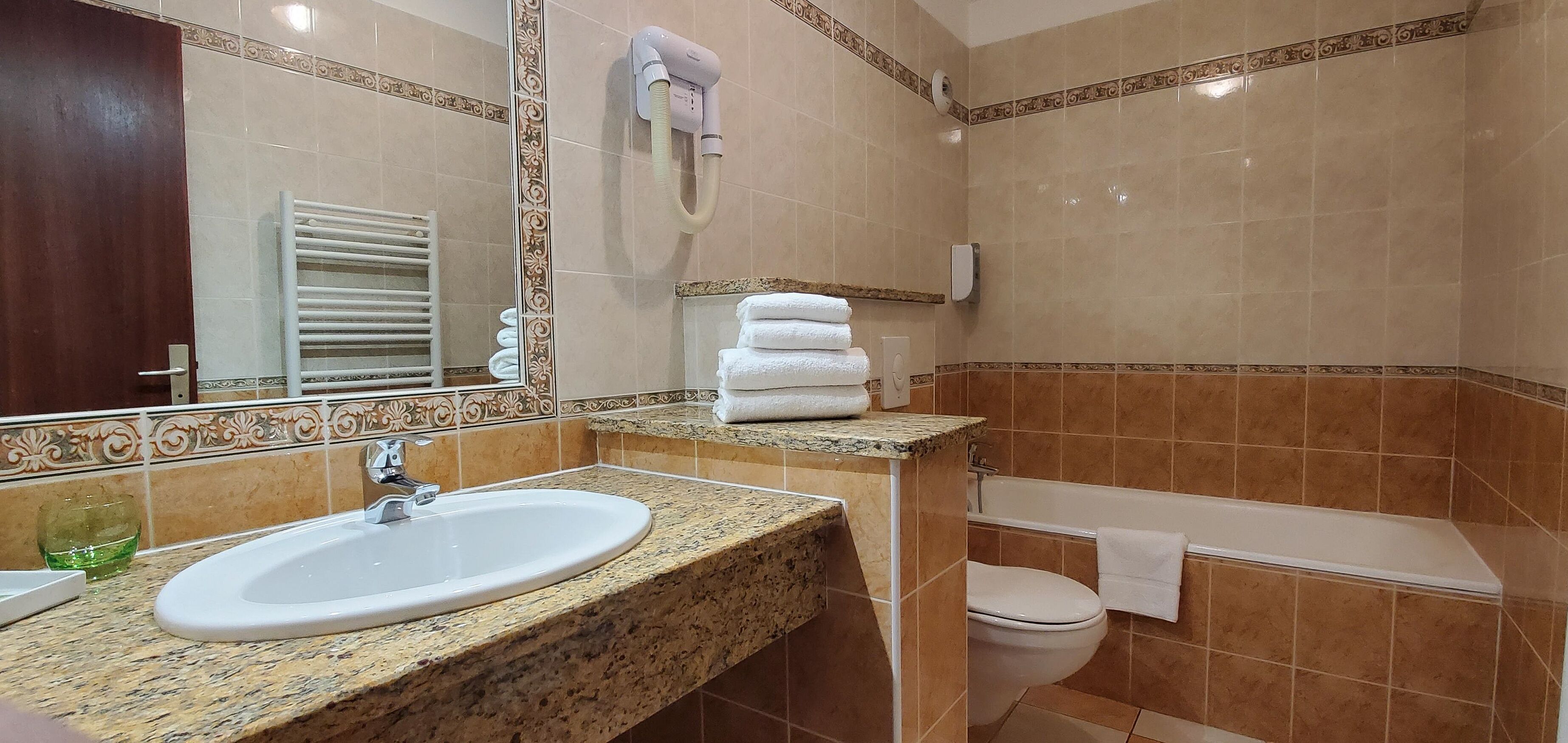 luxury double room | bathroom | free toiletries, hair dryer, towels