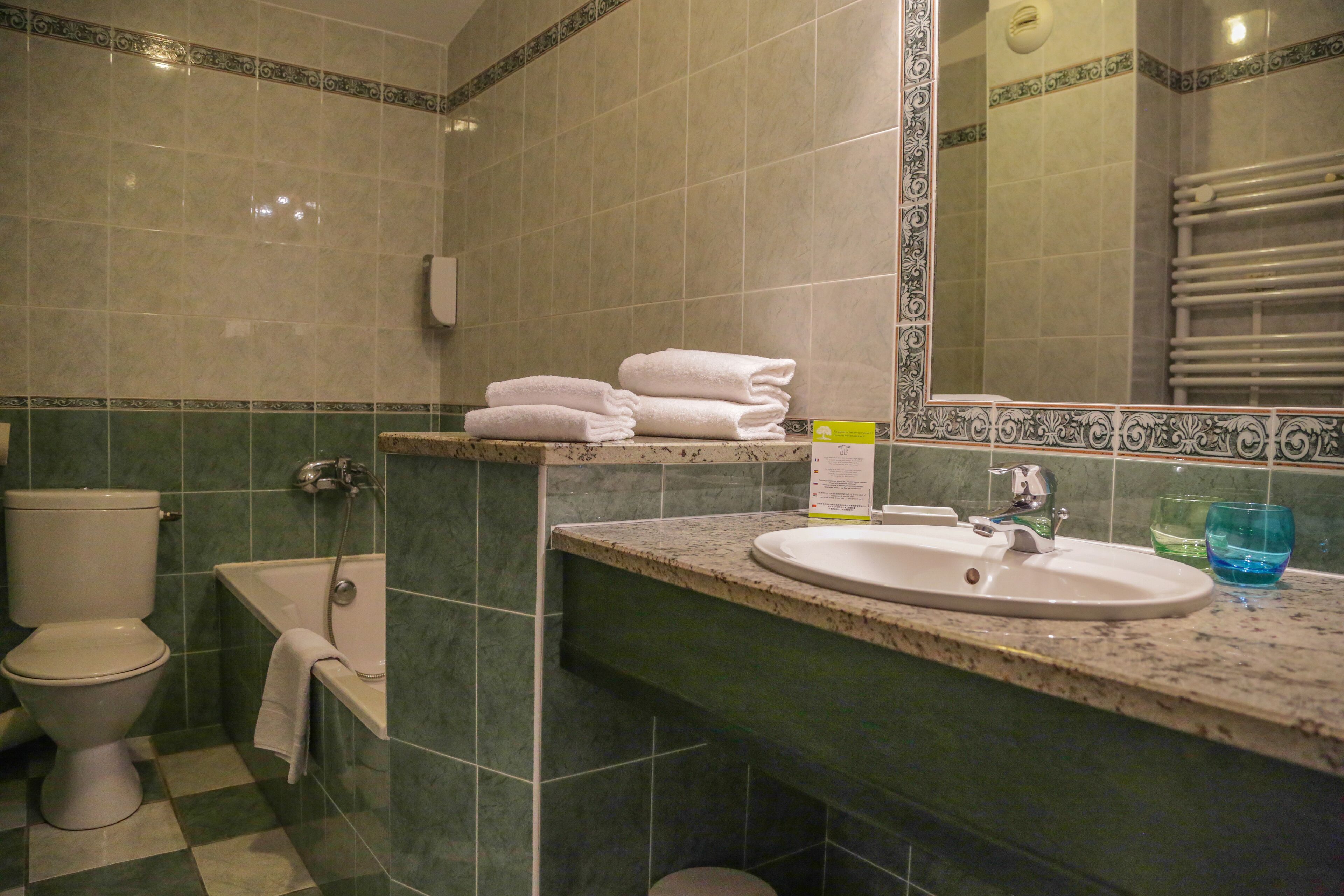 luxury double room | bathroom | free toiletries, hair dryer, towels