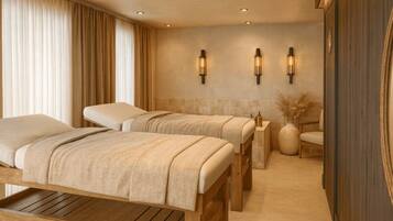 Sauna, steam room, body treatments, body scrubs, facials, massages