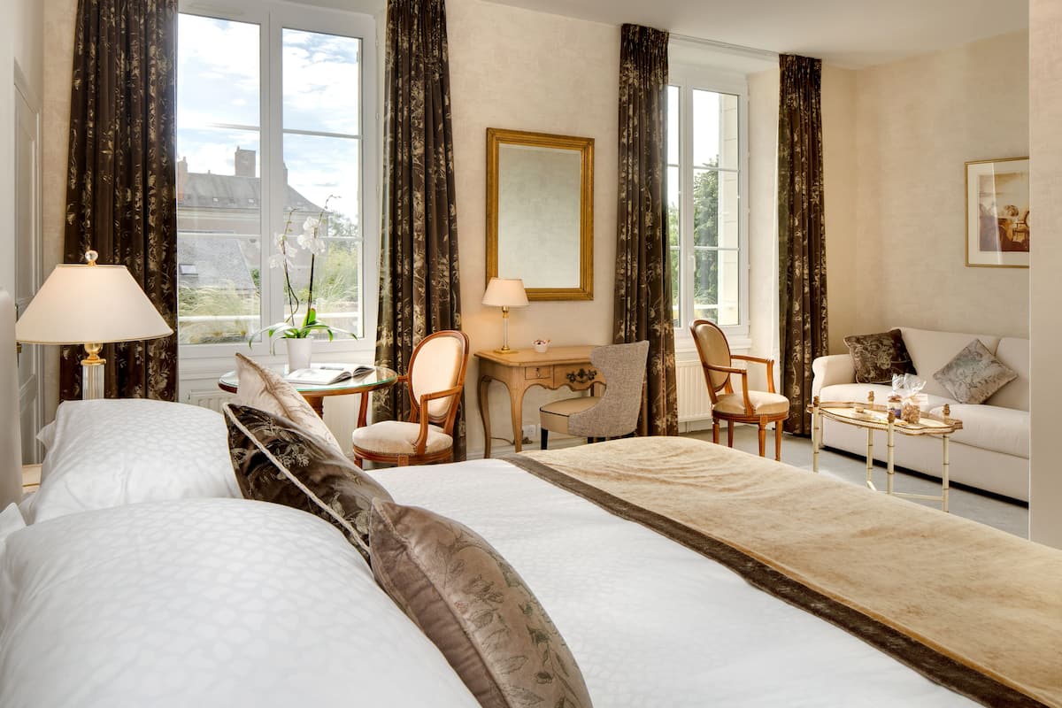 privilege room (manoir 1st french floor) | egyptian cotton sheets, premium bedding, minibar, in-room safe