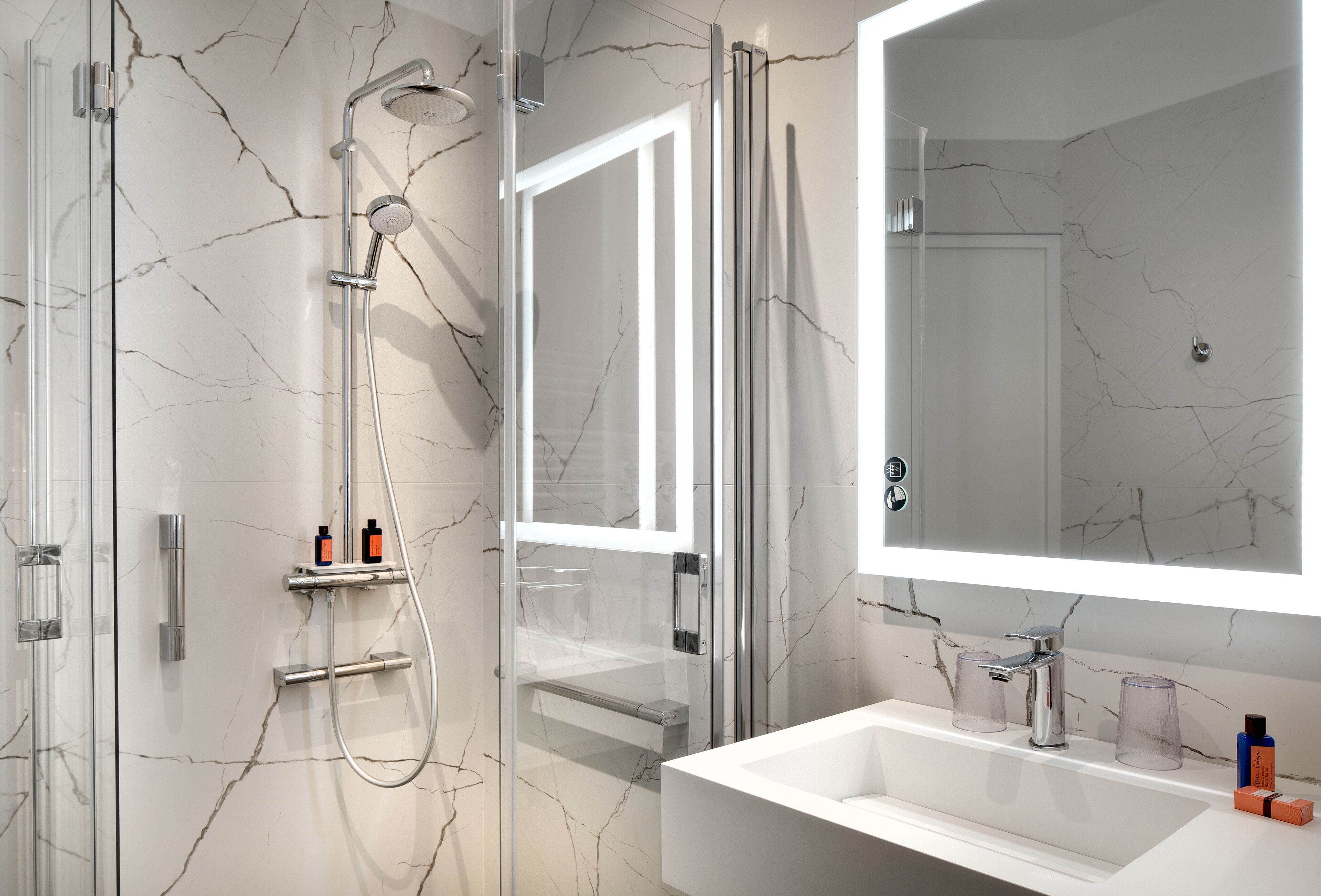 superior room (manoir ground floor) | bathroom | free toiletries, hair dryer, bathrobes, slippers