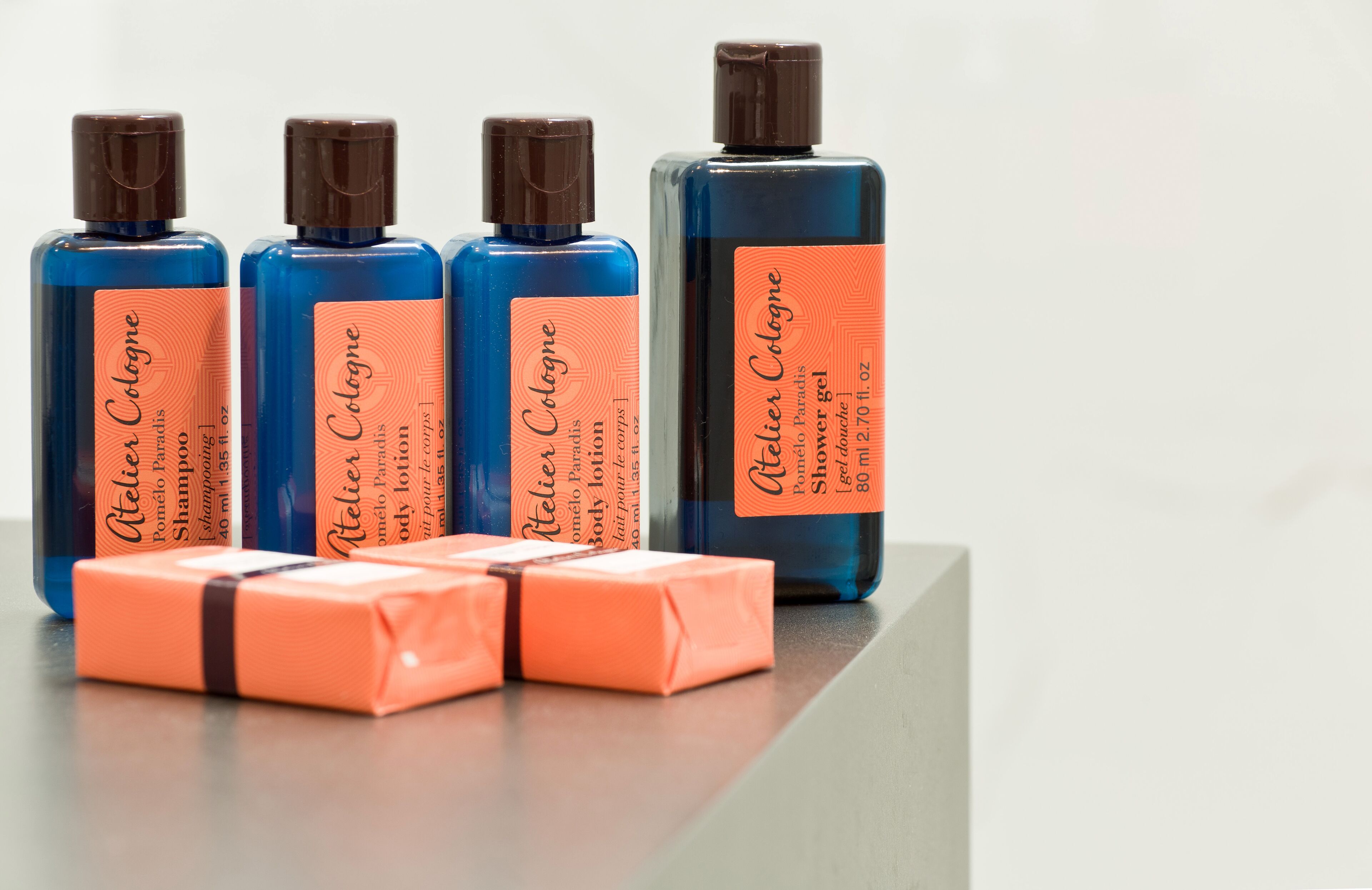 free toiletries, hair dryer, bathrobes, slippers