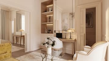 Egyptian cotton sheets, premium bedding, minibar, in-room safe