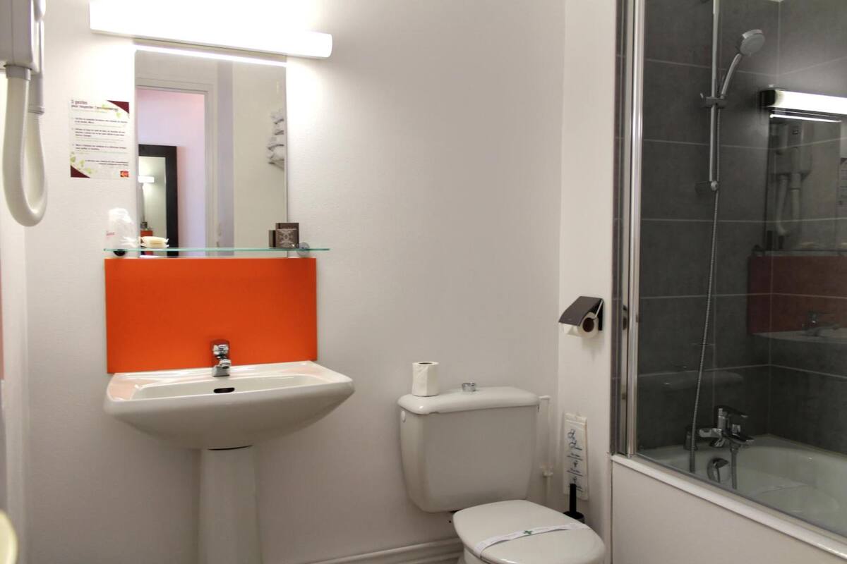 free toiletries, hair dryer, towels