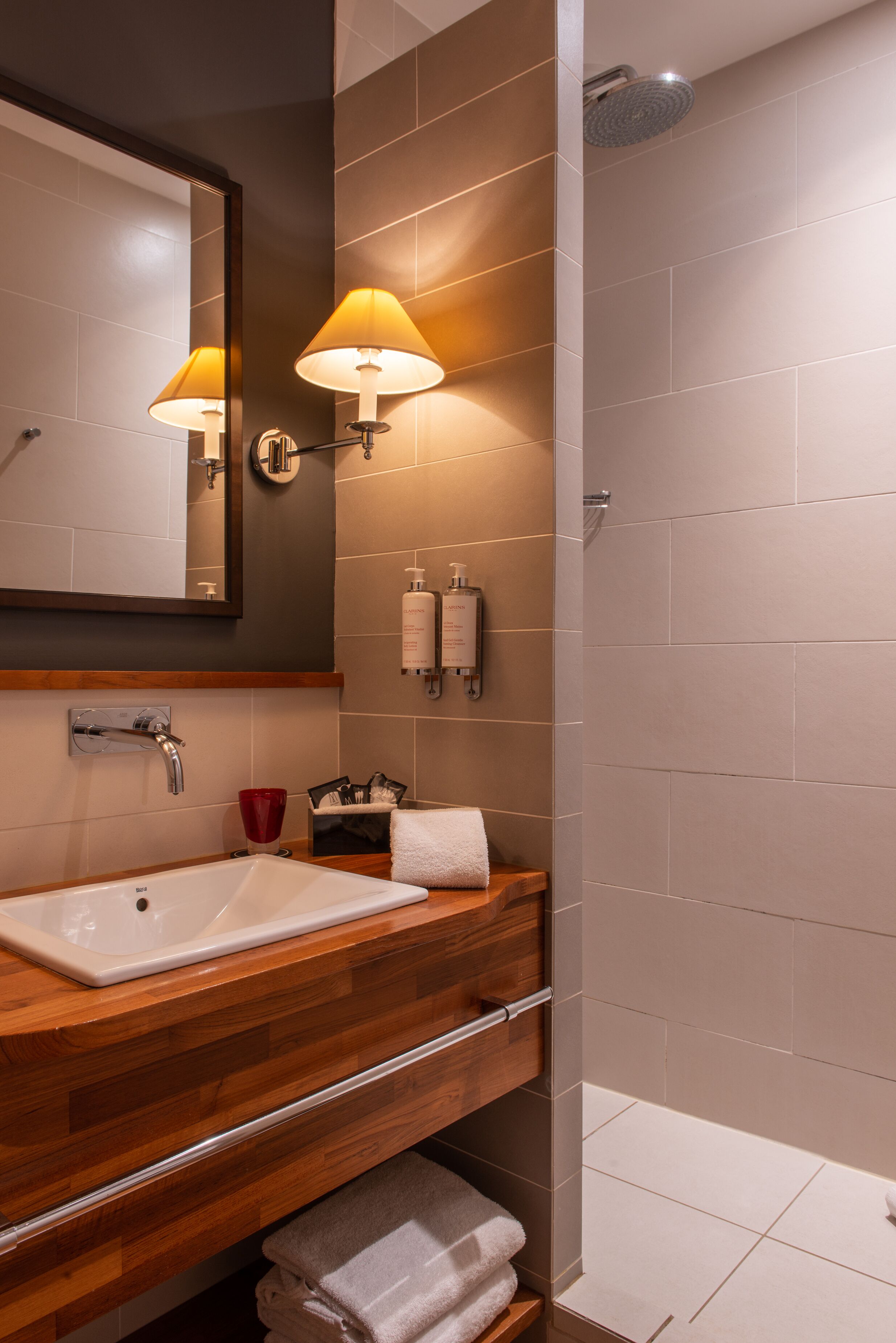 shower, eco-friendly toiletries, hair dryer, bathrobes