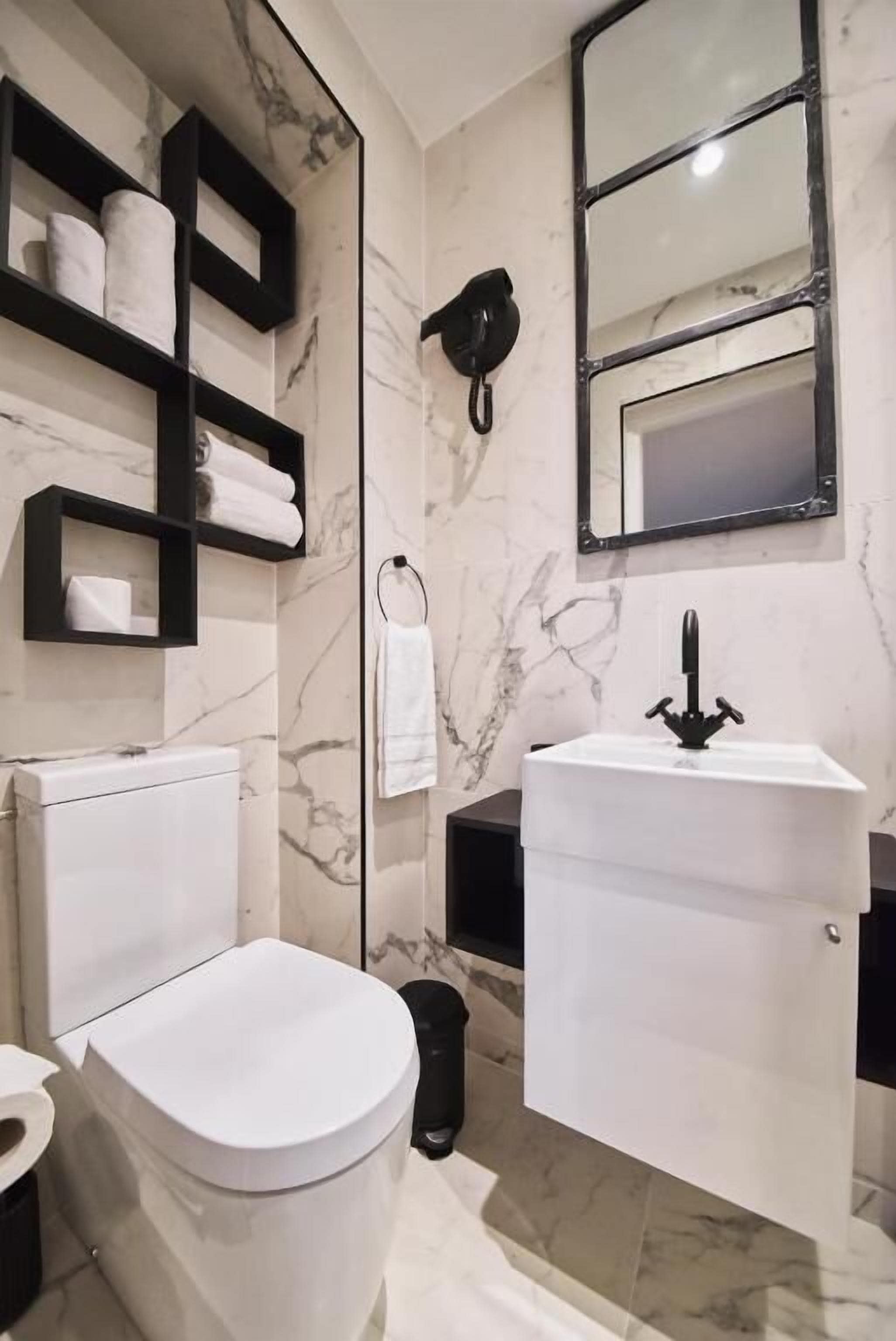 free toiletries, hair dryer, towels