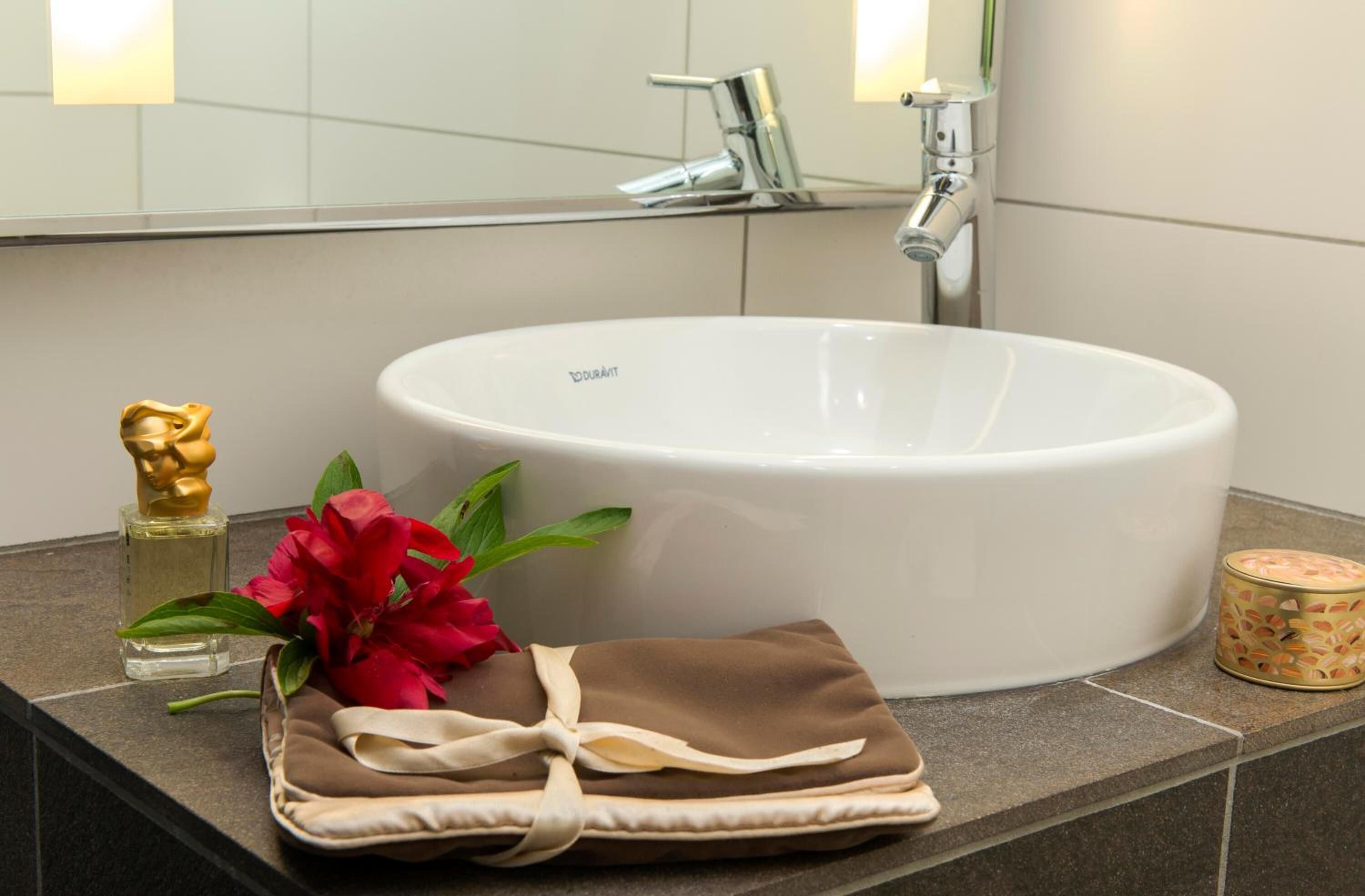 free toiletries, hair dryer, towels