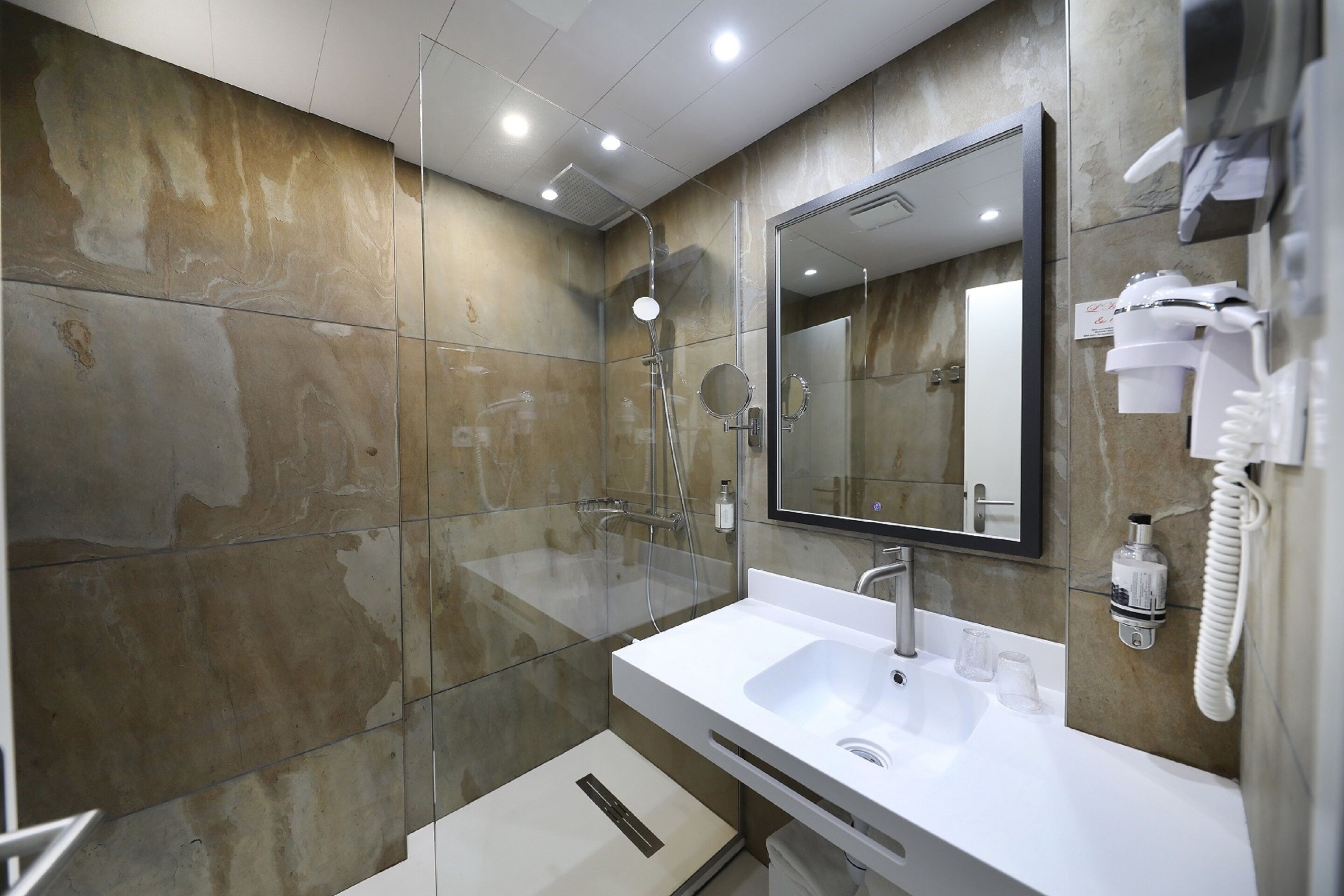 free toiletries, hair dryer, bathrobes, slippers