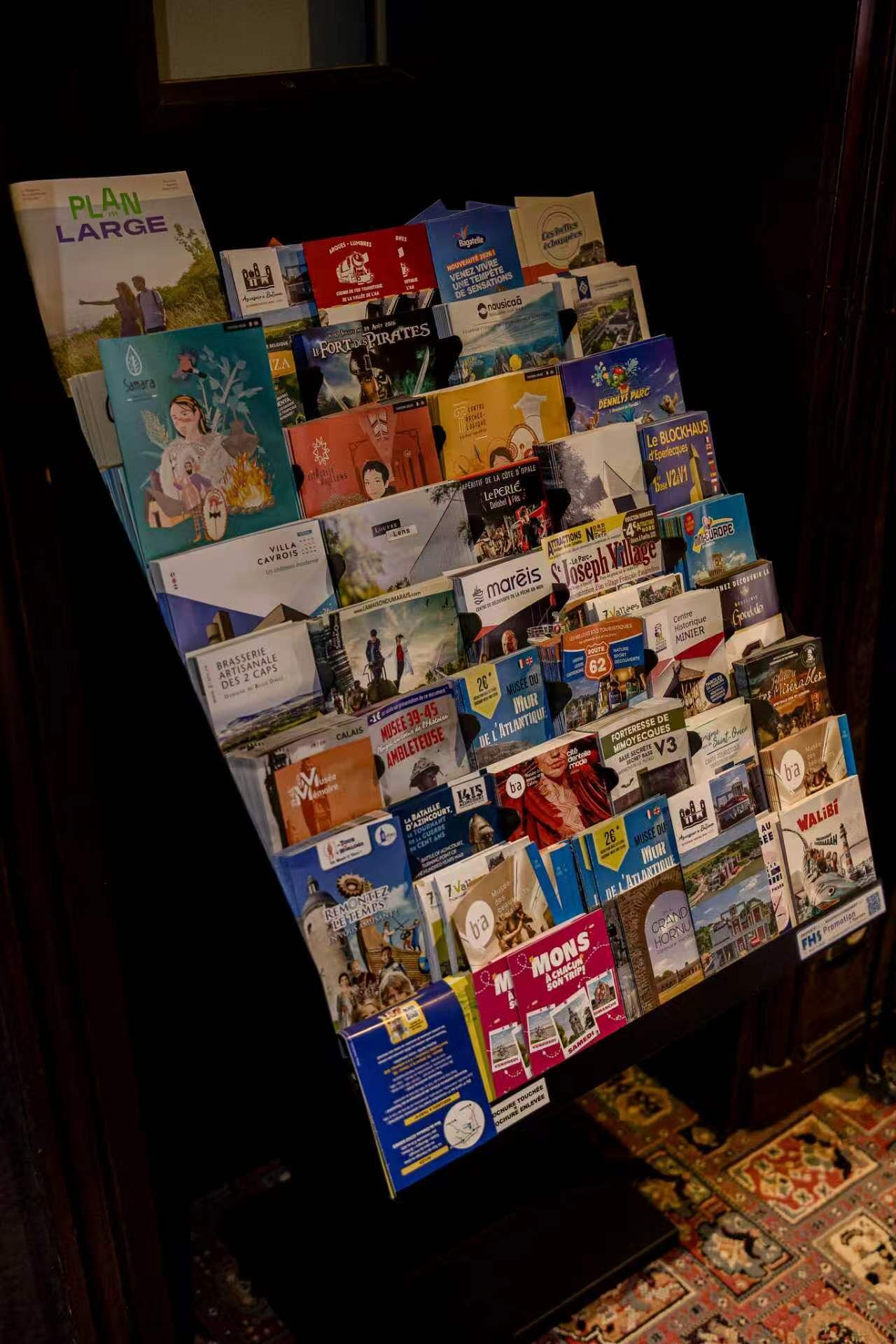 Een overzicht van verschillende reisbrochures en gidsen.